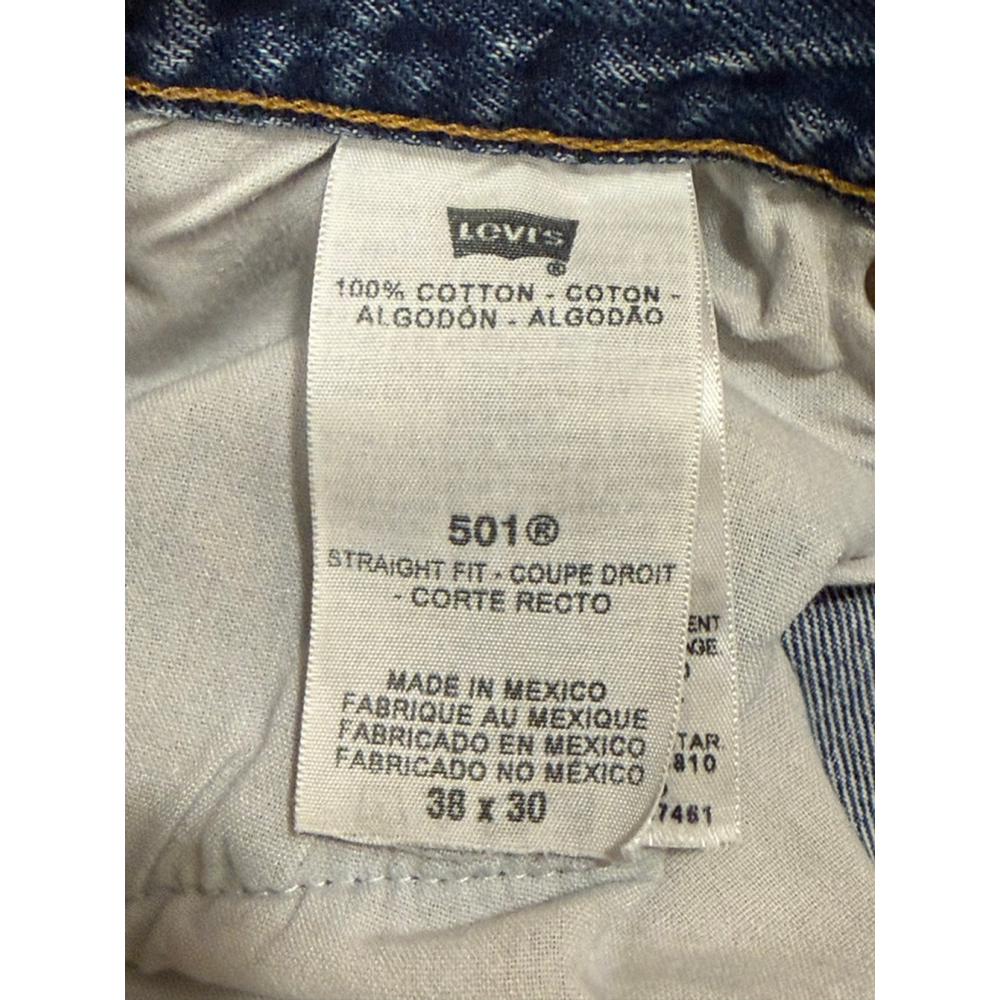 Vintage Y2K Levi’s Men’s 501 Straight Leg Med Wash 38x30 Button Fly Distressed - Picture 11 of 12